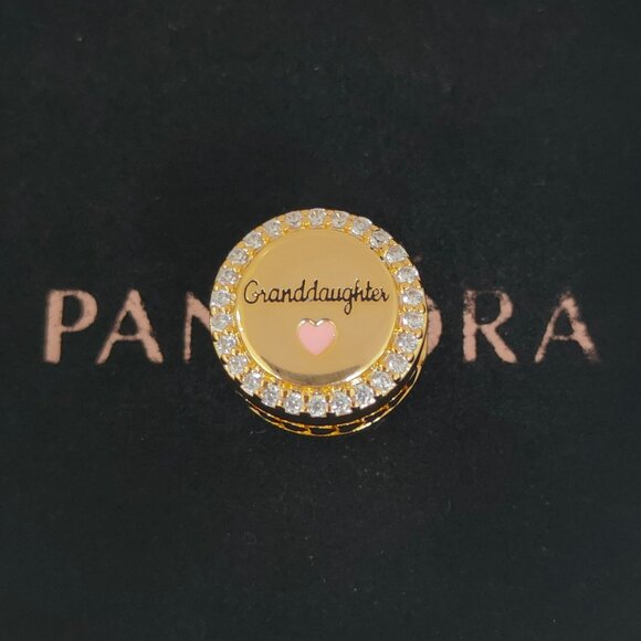 Pandora Engravable Granddaughter Charm Bead Gold Plated with box - Picture 1 of 8